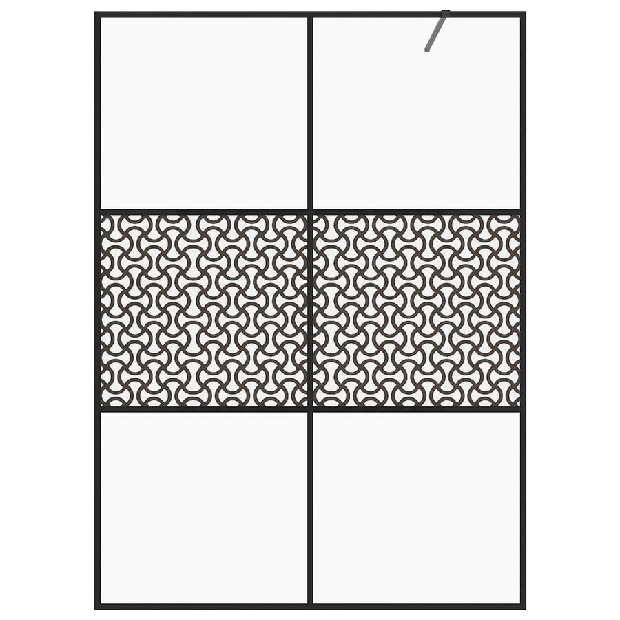Inloopdouchewand 140x195 cm ESG-glas transparant en zwart 140 x 195 cm Zwart