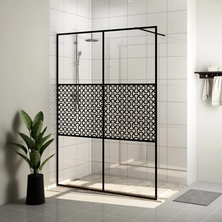 Inloopdouchewand 80X195 Cm Esg-Glas Transparant En Zwart
