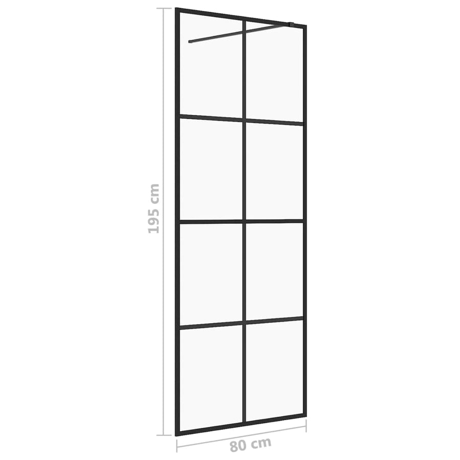 Inloopdouchewand Esg-Glas Transparant En 80 x 195 cm Zwart Doorzichtig