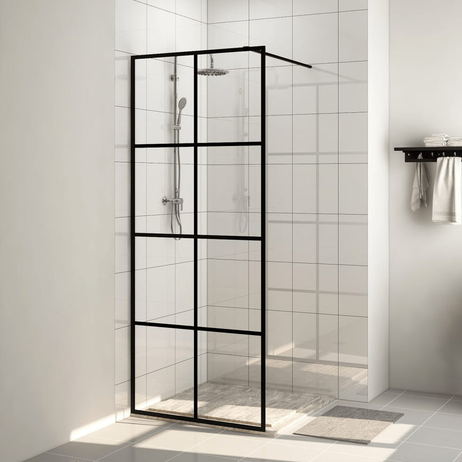 Inloopdouchewand Esg-Glas Transparant En 80 x 195 cm Zwart Doorzichtig
