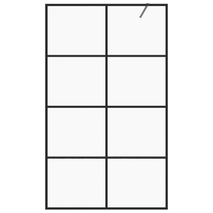 Inloopdouchewand 90x195 cm ESG-glas transparant en zwart 90 x 195 cm Zwart Doorzichtig