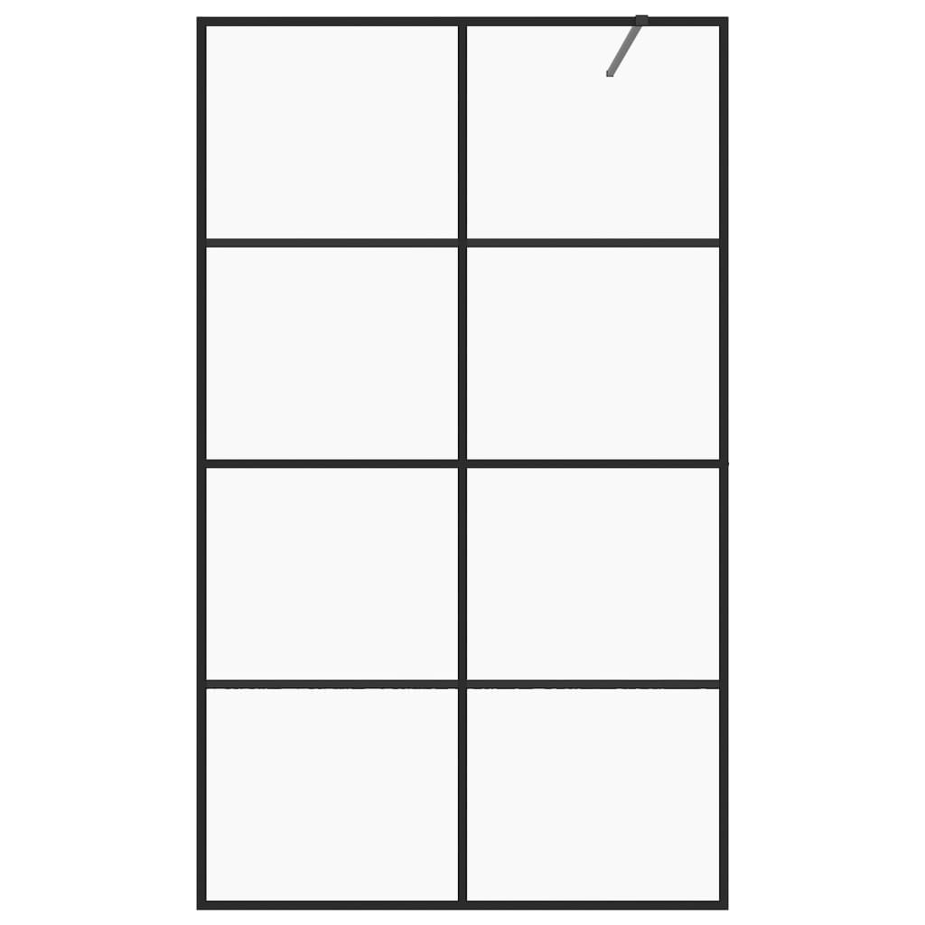 Inloopdouchewand 100x195 cm ESG-glas transparant en zwart 100 x 195 cm Zwart Doorzichtig