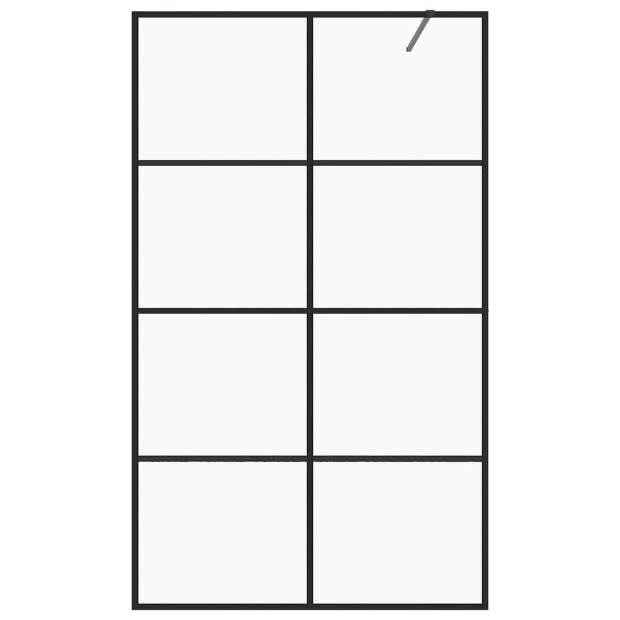 Inloopdouchewand 100x195 cm ESG-glas transparant en zwart 100 x 195 cm Zwart Doorzichtig