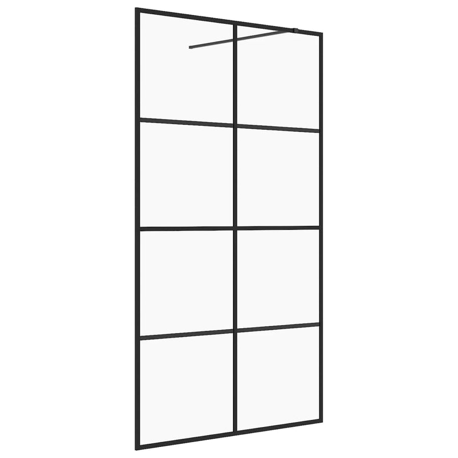 Inloopdouchewand 140x195 cm ESG-glas transparant en zwart 140 x 195 cm Zwart Doorzichtig