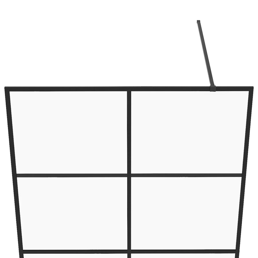 Inloopdouchewand 140x195 cm ESG-glas transparant en zwart 140 x 195 cm Zwart Doorzichtig