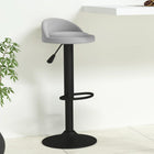 Barkruk fluweel lichtgrijs 72-94 cm