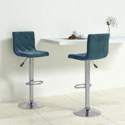 Barkrukken 2 st fluweel blauw 40x43x90-111 cm