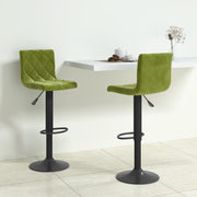Barkrukken 2 st fluweel lichtgroen 40x43x(90-111) cm