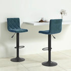 Barkrukken 2 st fluweel blauw 40x43x(90-111) cm