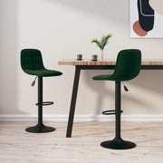 Barkrukken 2 st fluweel donkergroen 42,5x45x(84-105) cm