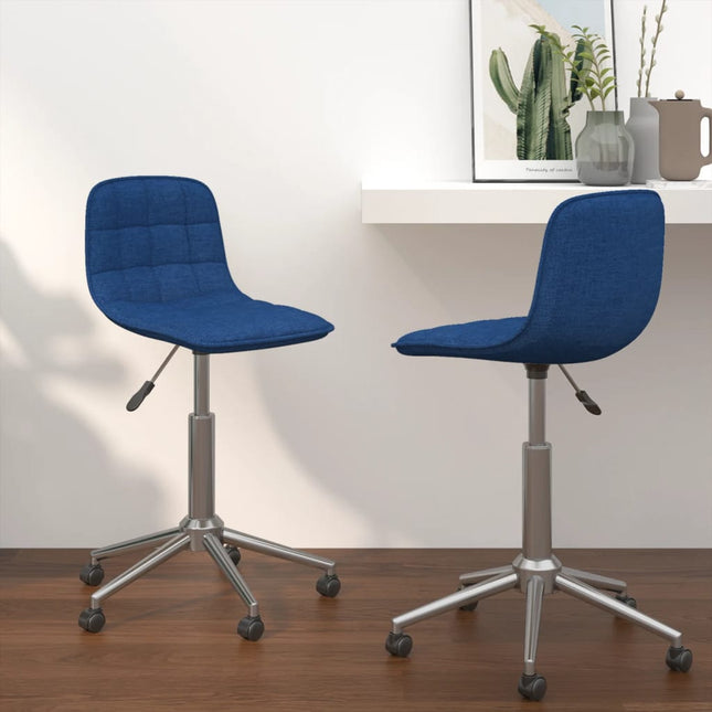 Eetkamerstoelen 2 st draaibaar stof blauw 2 Blauw