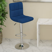 Barkruk stof blauw in hoogte verstelbaar 90-111 cm