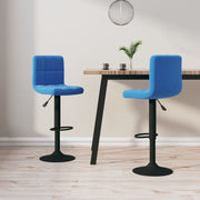 Barkrukken 2 st fluweel blauw 40x47x(90-111) cm