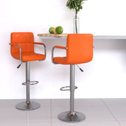 Barkruk kunstleer oranje 2 stuks