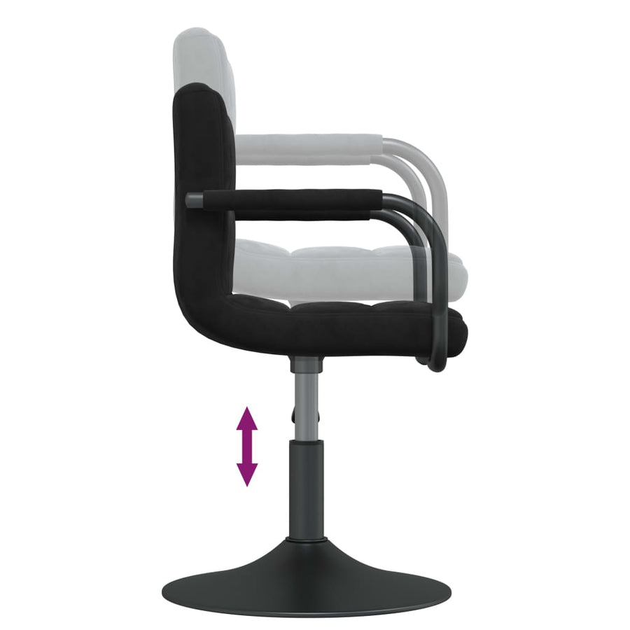 Eetkamerstoelen Draaibaar Fluweel 2 Zwart
