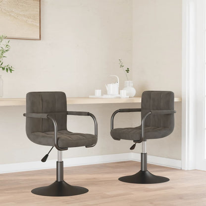 Eetkamerstoelen Draaibaar 2 St Fluweel Donkergrijs
