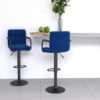 Barkrukken 2 st stof blauw 48x47x(90-111) cm