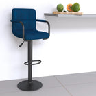 Barkruk fluweel blauw 90-111 cm