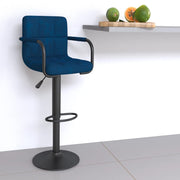 Barkruk fluweel blauw 90-111 cm
