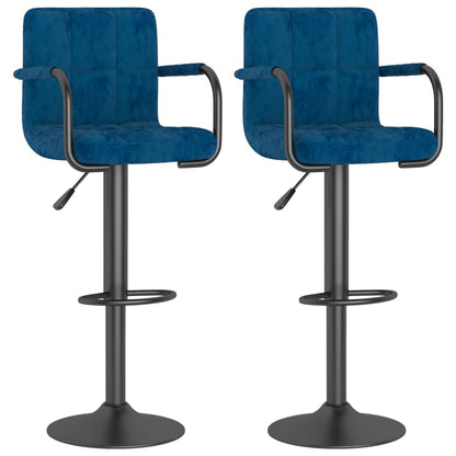 Barkrukken 2 st fluweel blauw