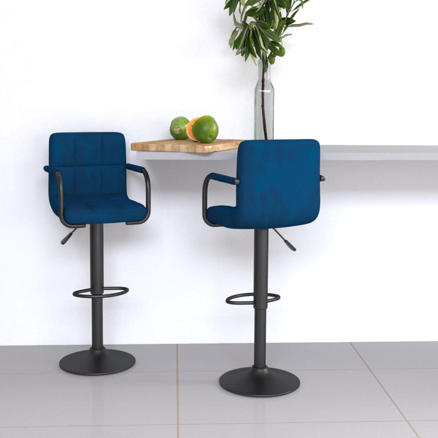 Barkrukken 2 st fluweel blauw
