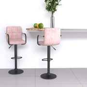 Barkrukken 2 st fluweel roze 48x47x(90-111) cm