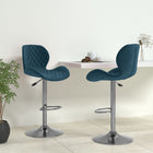 Barkrukken 2 st fluweel blauw 48x51x(89-111) cm
