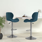 Barkrukken 2 st fluweel blauw 48x51x(89-111) cm