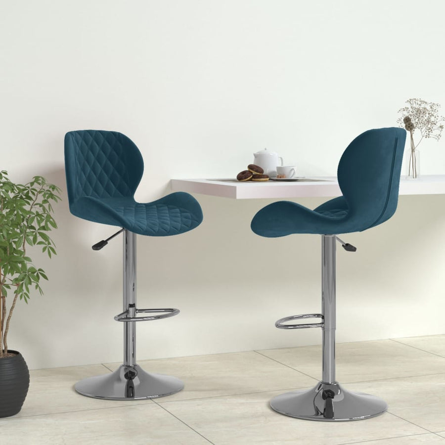 Barkrukken 2 st fluweel blauw