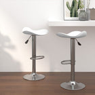 2 Bar stools chromed steel and faux leather white