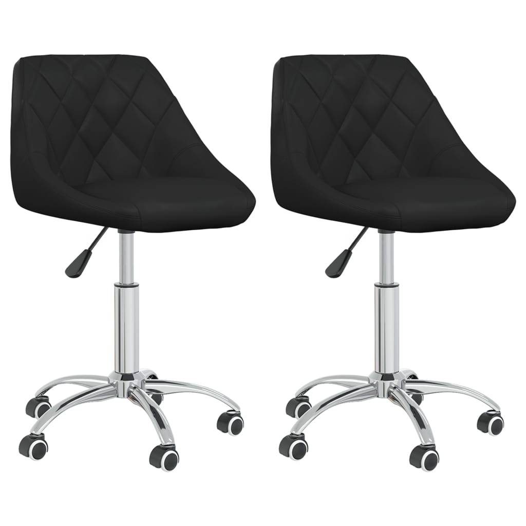 Eetkamerstoelen Draaibaar Kunstleer 2 Zwart