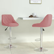 Barkrukken 2 st fluweel roze 46x44x(82-103) cm