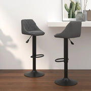 Barkruk fluweel donkergrijs 2 stuks