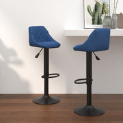 Barkruk fluweel blauw 2 stuks 46x44x(82-103) cm