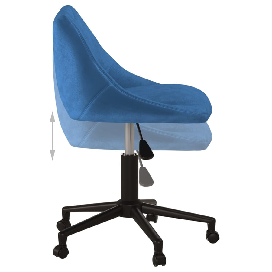 Kantoorstoel draaibaar fluweel blauw