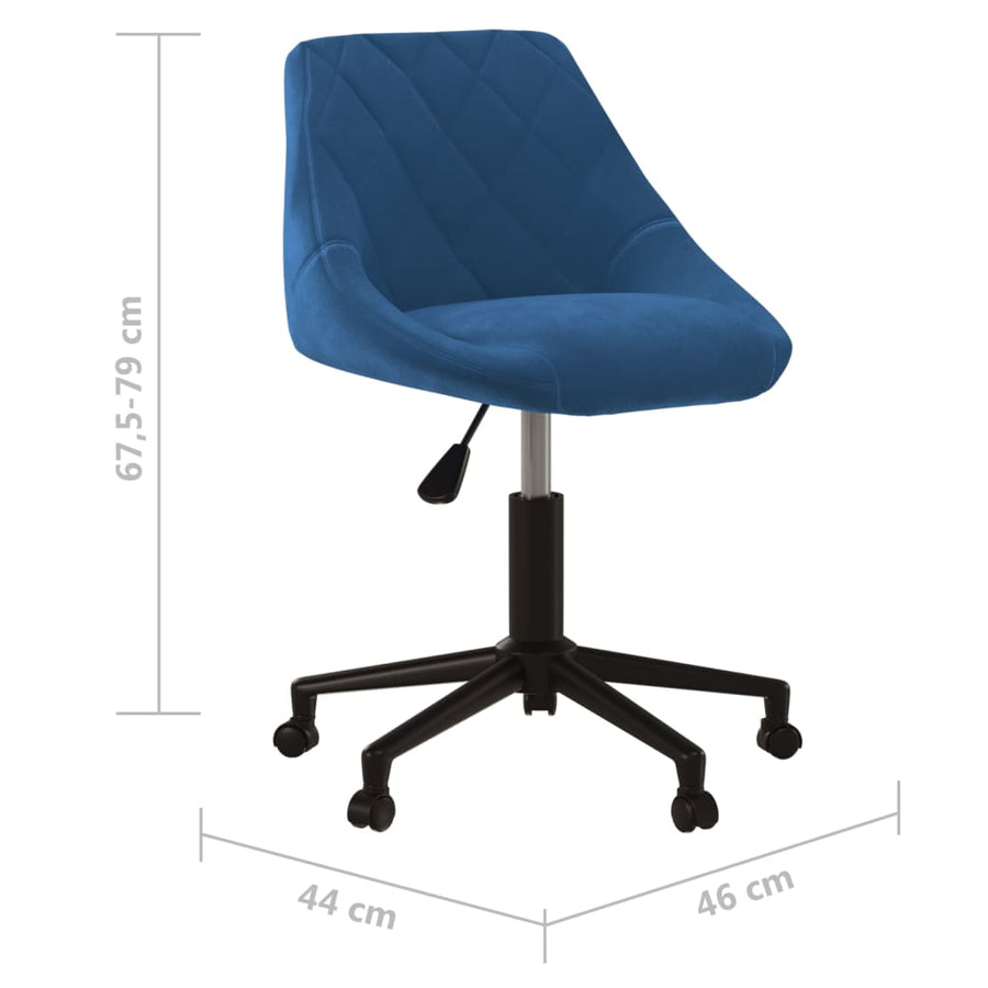 Kantoorstoel draaibaar fluweel blauw