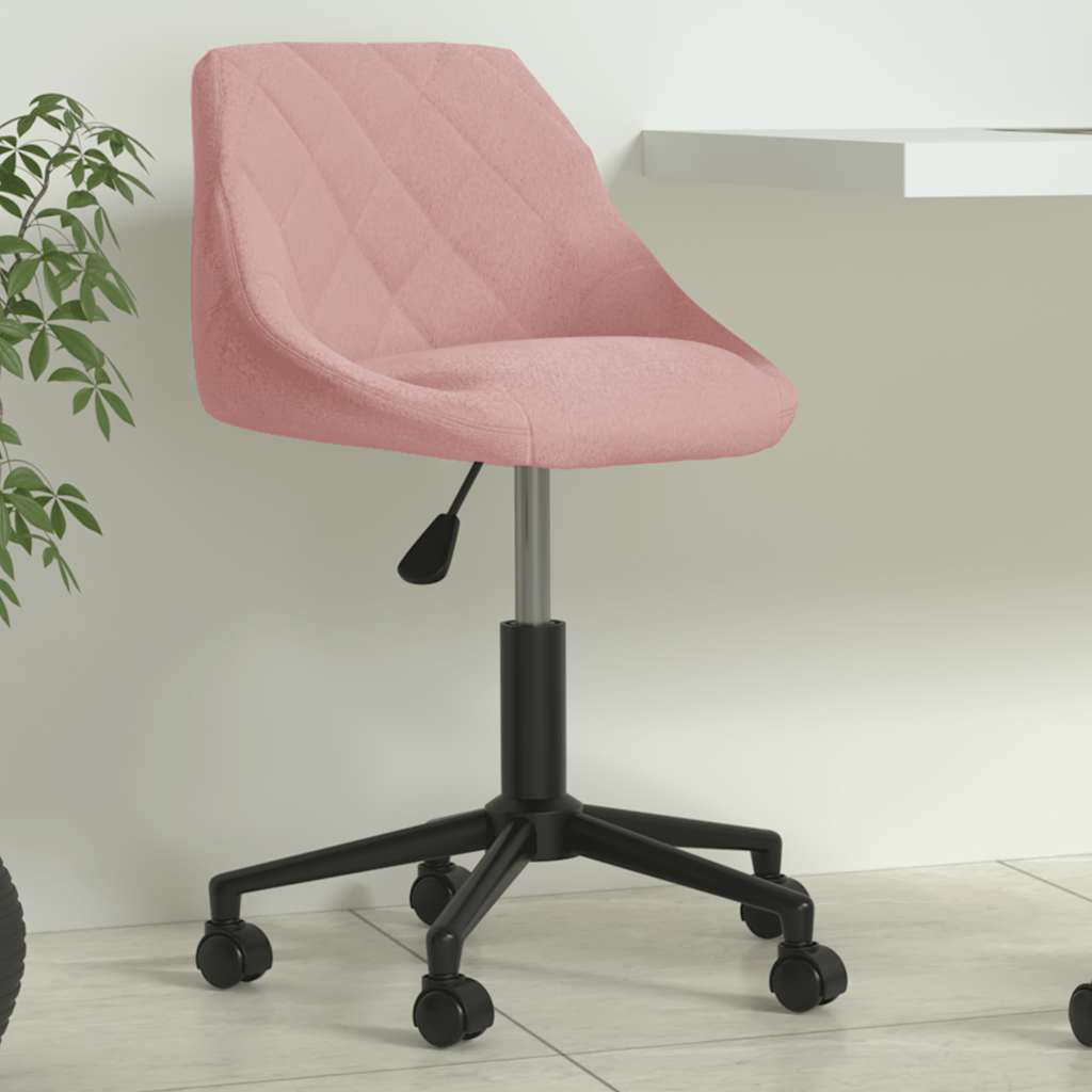 Kantoorstoel draaibaar fluweel roze