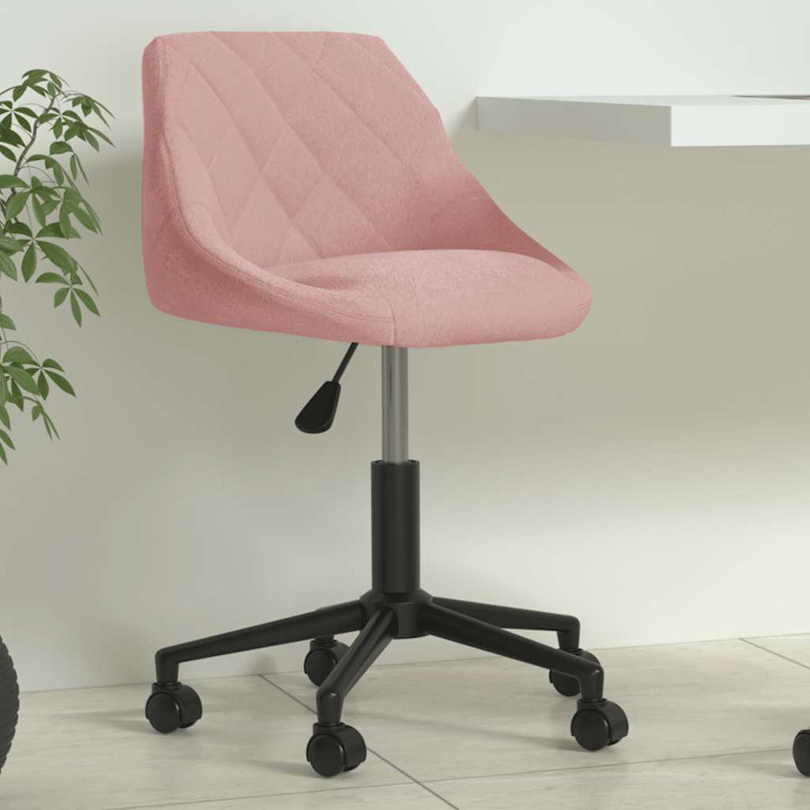 Kantoorstoel draaibaar fluweel roze
