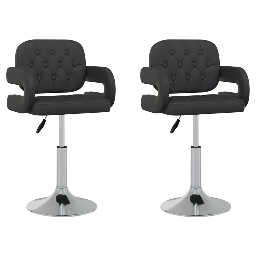 Eetkamerstoelen draaibaar 2 st kunstleer zwart 2 Zwart