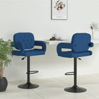 Barkruk stof blauw 2 stuks 58x50x93-115 cm