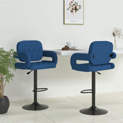 Barkruk stof blauw 2 stuks 58x50x93-115 cm
