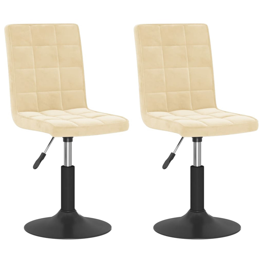 Eetkamerstoelen Draaibaar 2 St Fluweel Crèmekleurig
