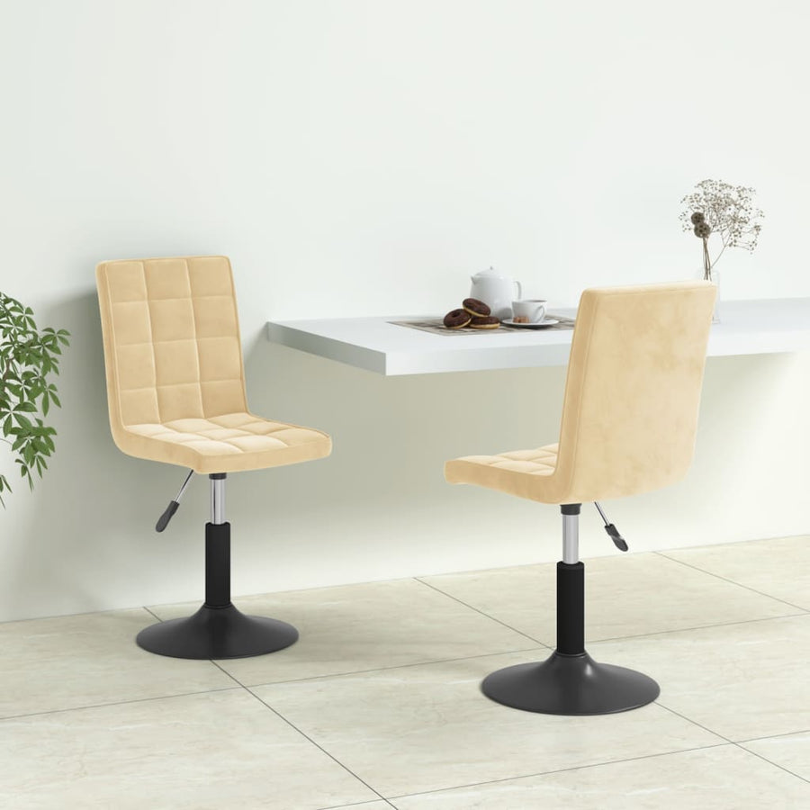 Eetkamerstoelen Draaibaar 2 St Fluweel Crèmekleurig