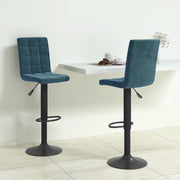 Barkrukken 2 st fluweel blauw 102-124,5 cm