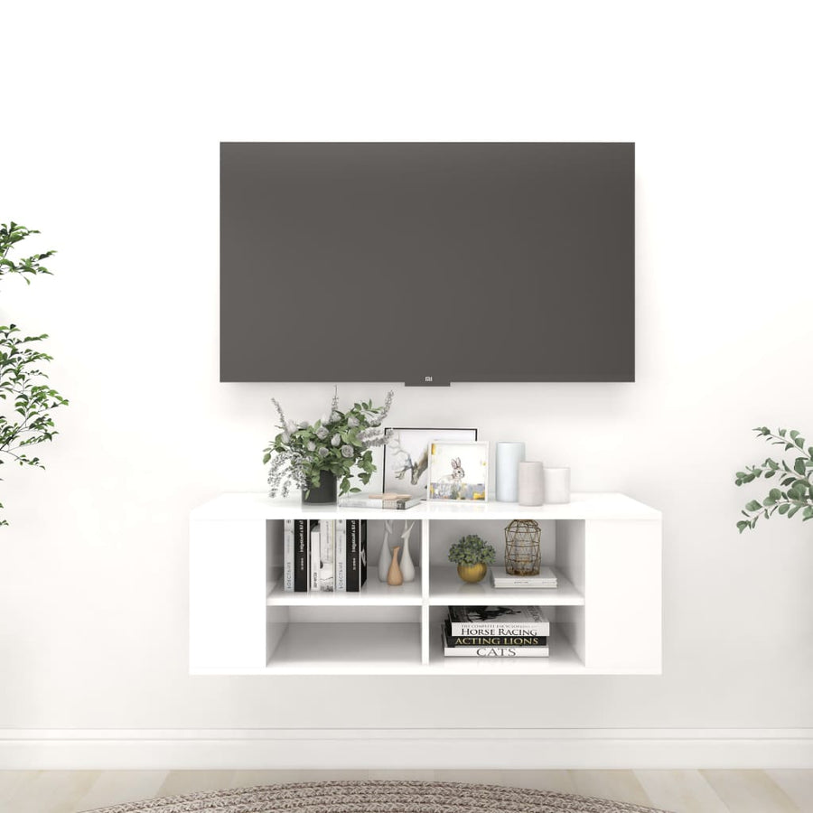 Tv-Wandmeubel 02X35X35 Cm Bewerkt Hout Wit