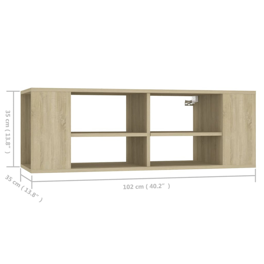 Tv-wandmeubel 102x35x35 cm bewerkt hout sonoma eikenkleurig