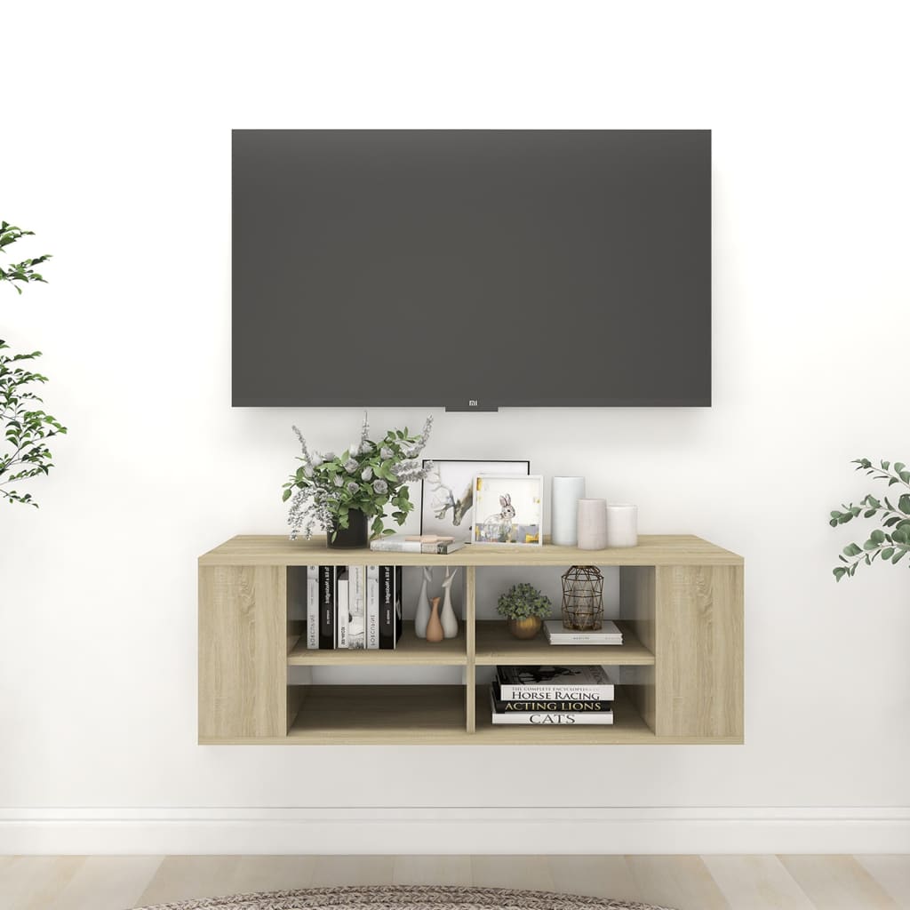Tv-wandmeubel 102x35x35 cm bewerkt hout sonoma eikenkleurig