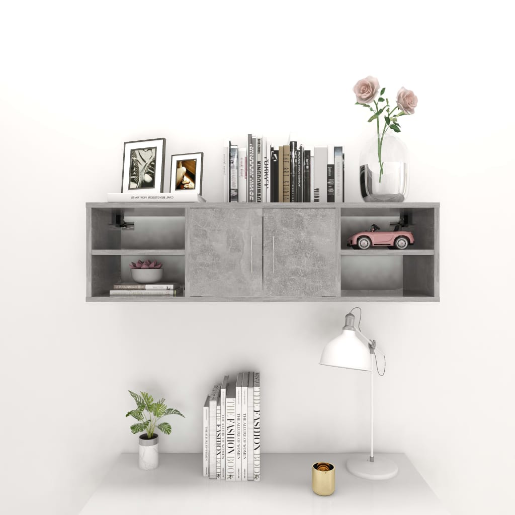 Wandschap 102X30X29 Cm Bewerkt Hout Betongrijs
