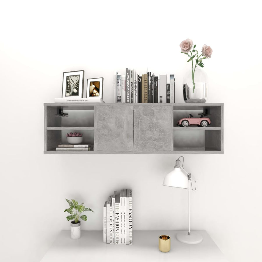 Wandschap 102X30X29 Cm Bewerkt Hout Betongrijs