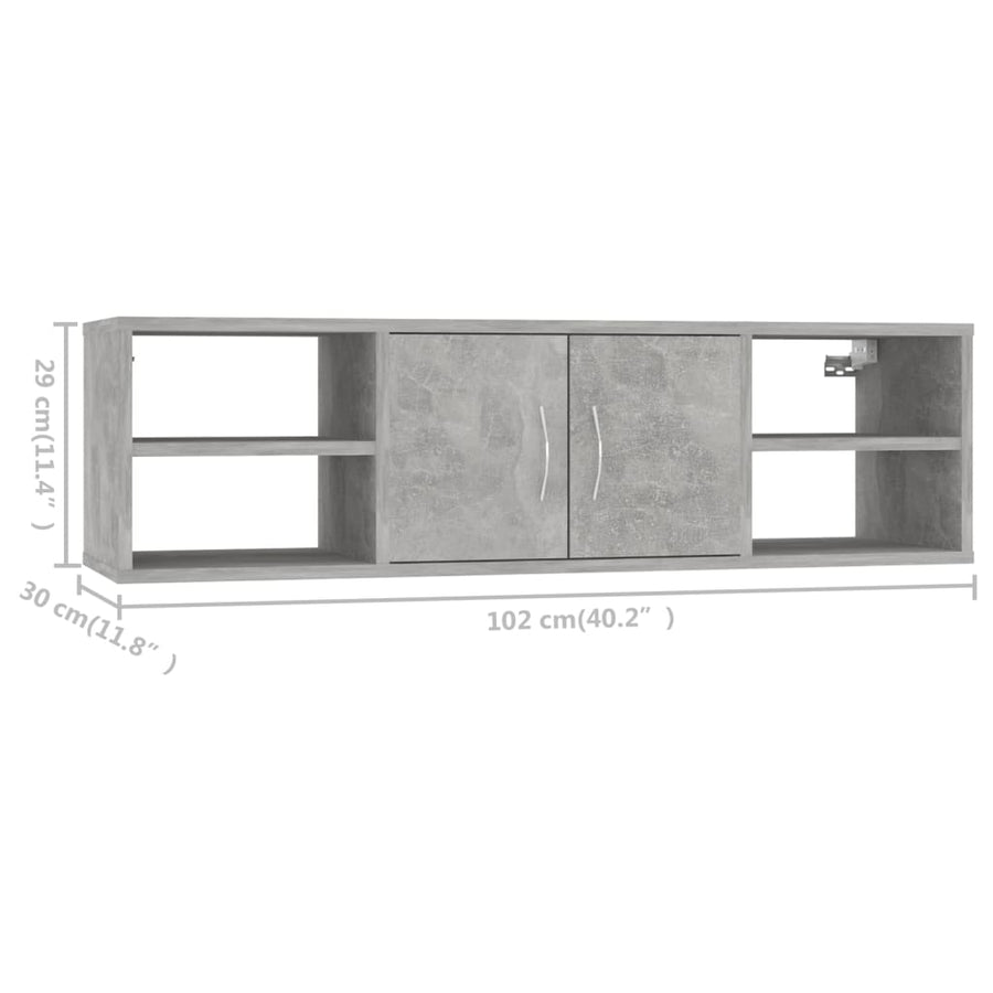 Wandschap 102X30X29 Cm Bewerkt Hout Betongrijs